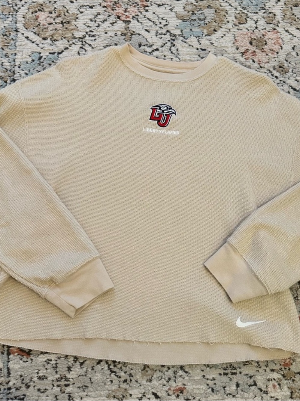 Nike Yoga Tan Liberty University Waffle Long Sleeve | XS